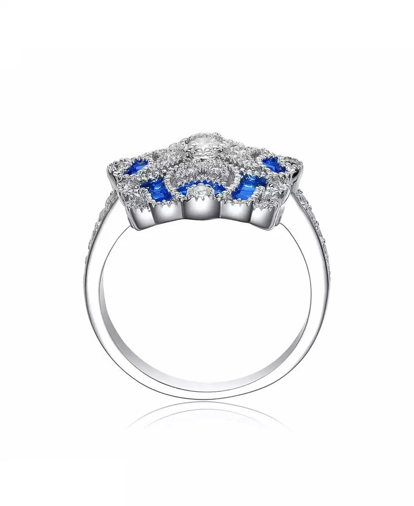 Genevive Sterling Silver Baguette and Round Cubic Zirconia Coctail Ring 3