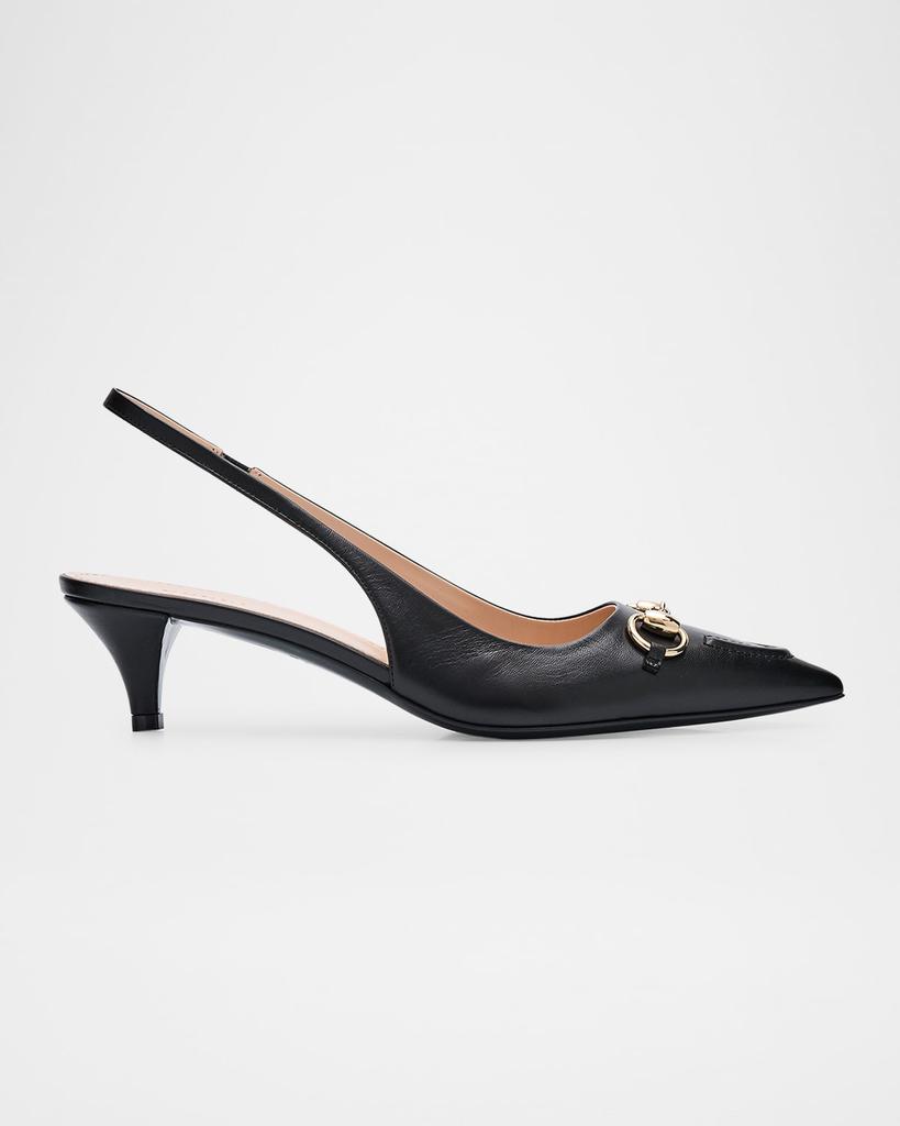 GUCCI ブラック ポインテッドトゥ ミュール Gucci Chain Detail Leather Pump - High Heels - Free Shipping