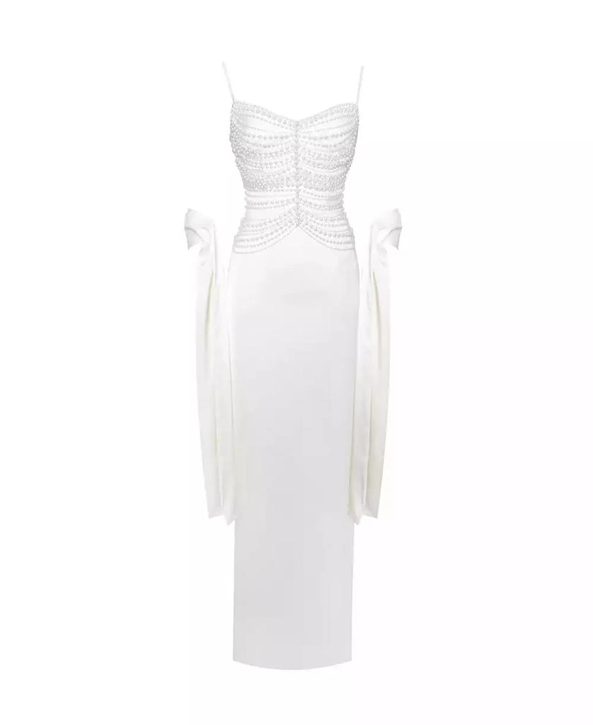 Miss Circle Women
s Karmen Pearl Top Pencil Slip Gown with Scarf 10