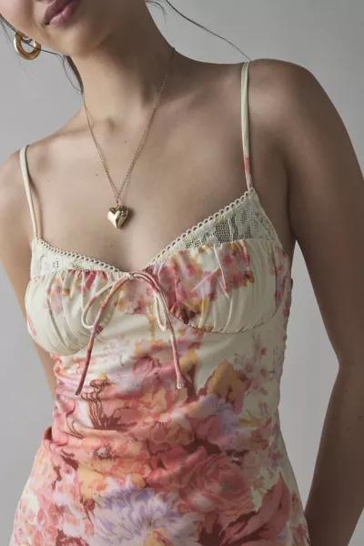 Kiss The Sky Kiss The Sky Floral Printed Satin Slip Midi Dress