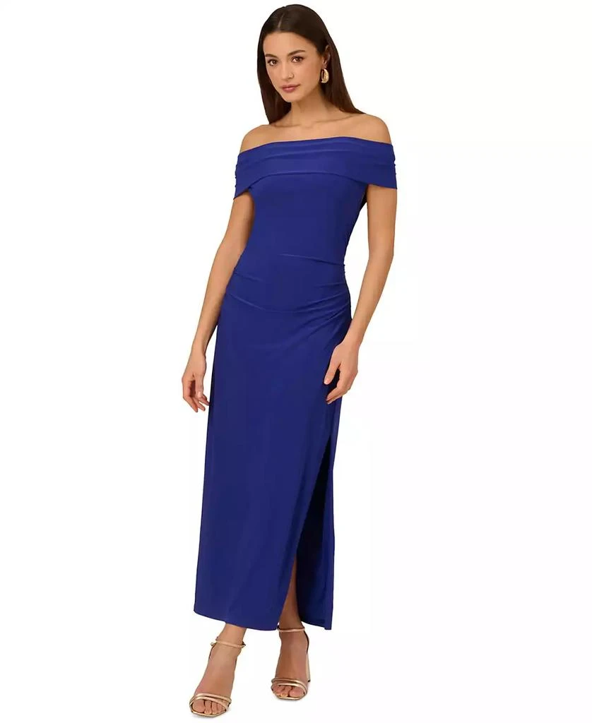 formal dresses nordstrom rack Adrianna Papell Navy Blue Stretch Crepe Scalloped Formal Dress Evening –  Queen City Resale main image 1
