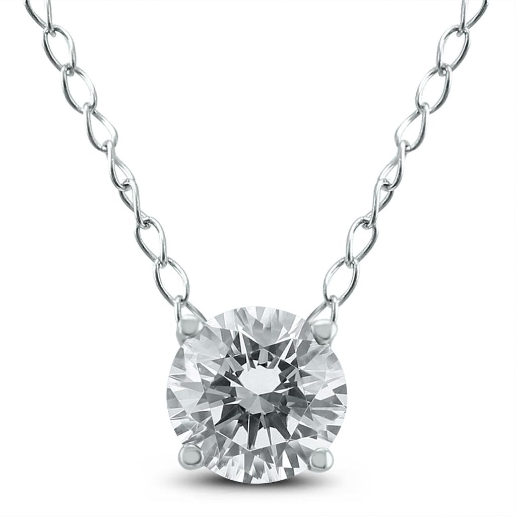 Monary 1/4 Carat Floating Round Diamond Solitaire Necklace in 14K White Gold