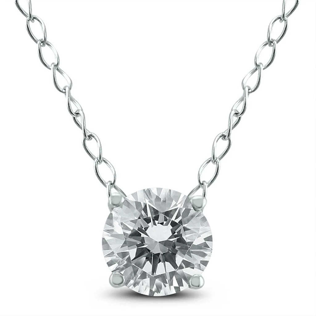 Monary 1/4 Carat Floating Round Diamond Solitaire Necklace in 14K White Gold 1