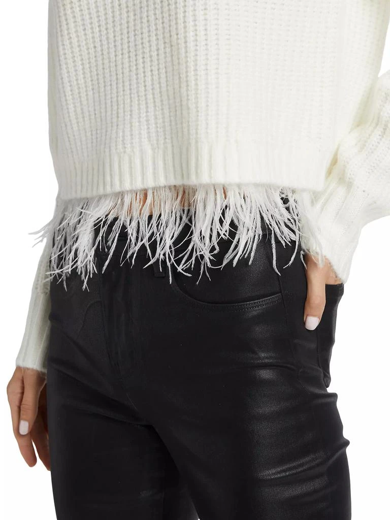 Design History Feather-Trim Rib-Knit Sweater 6