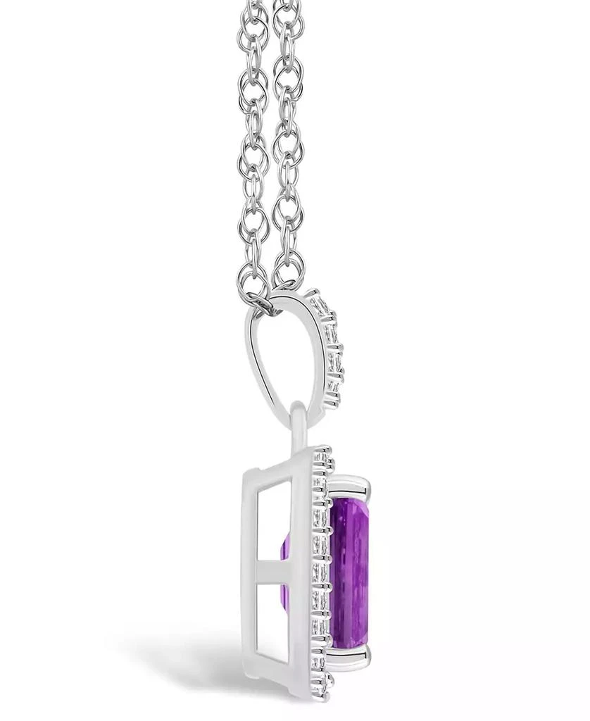 Macy
s Amethyst (1-3/5 ct. t.w.) and Lab Grown White Sapphire (1/5 ct. t.w.) Halo Pendant Necklace in 10K White Gold 3