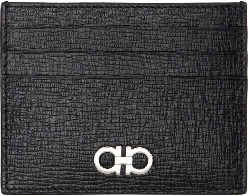 Salvatore Ferragamo Black Gancini Credit Card Holder