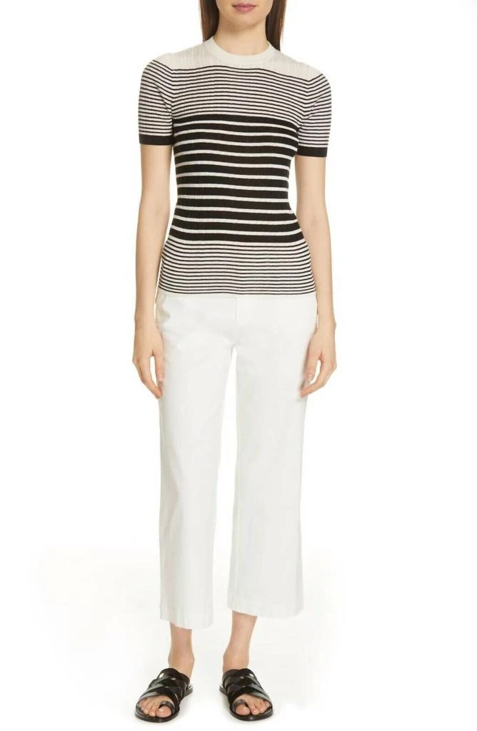 ATM Atm - Striped Short Sleeve Silk Cashmere Knit Sweater 4