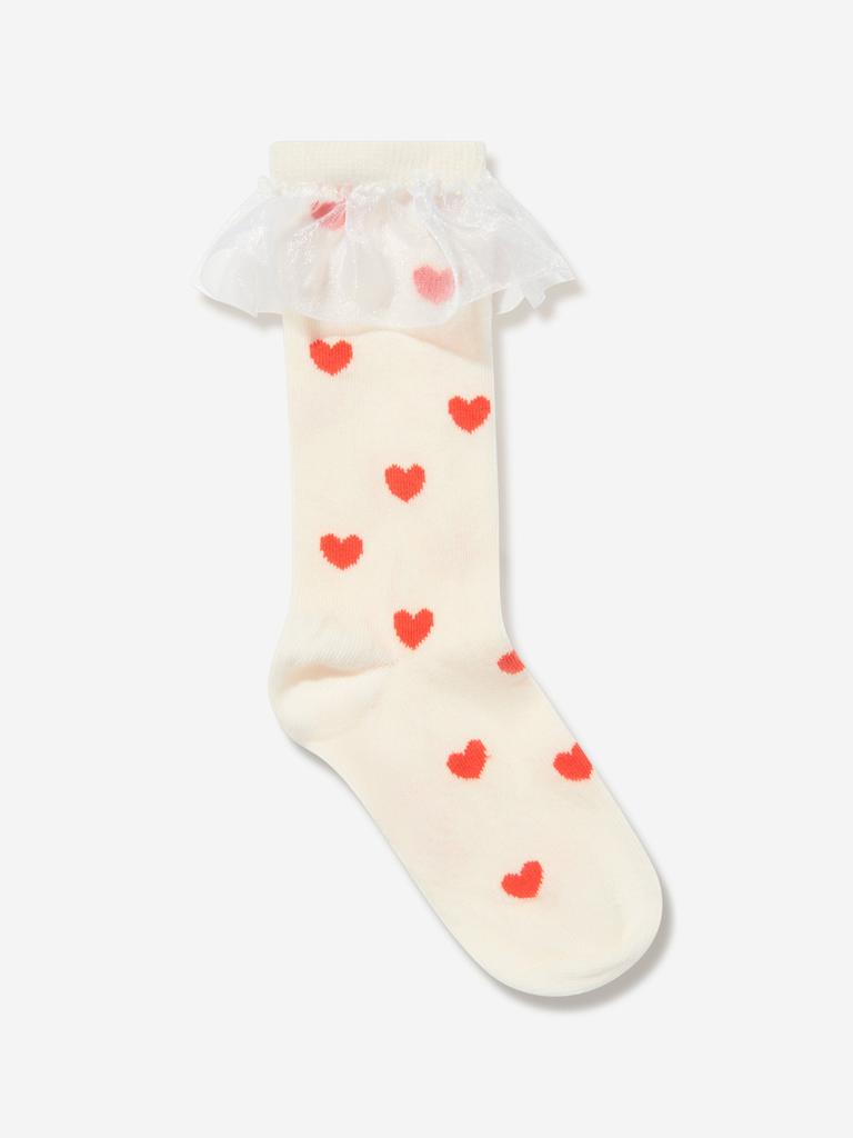 Mini Rodini Mini Rodini Girls Hearts Frill Socks in White