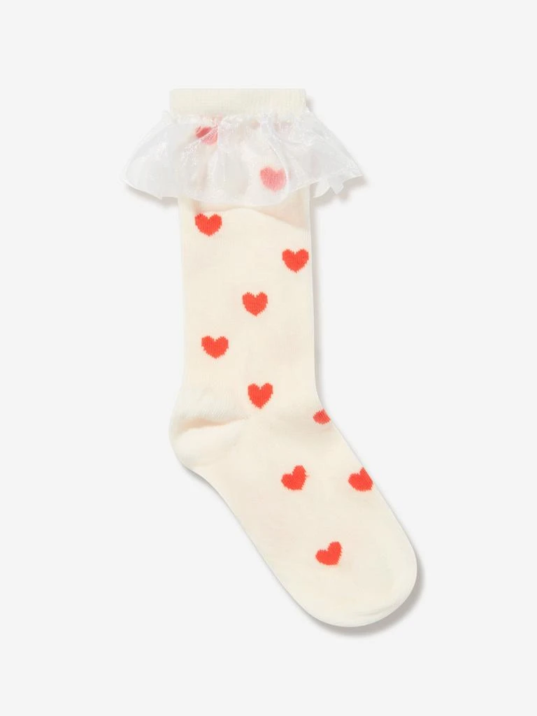 Mini Rodini Mini Rodini Girls Hearts Frill Socks in White 1