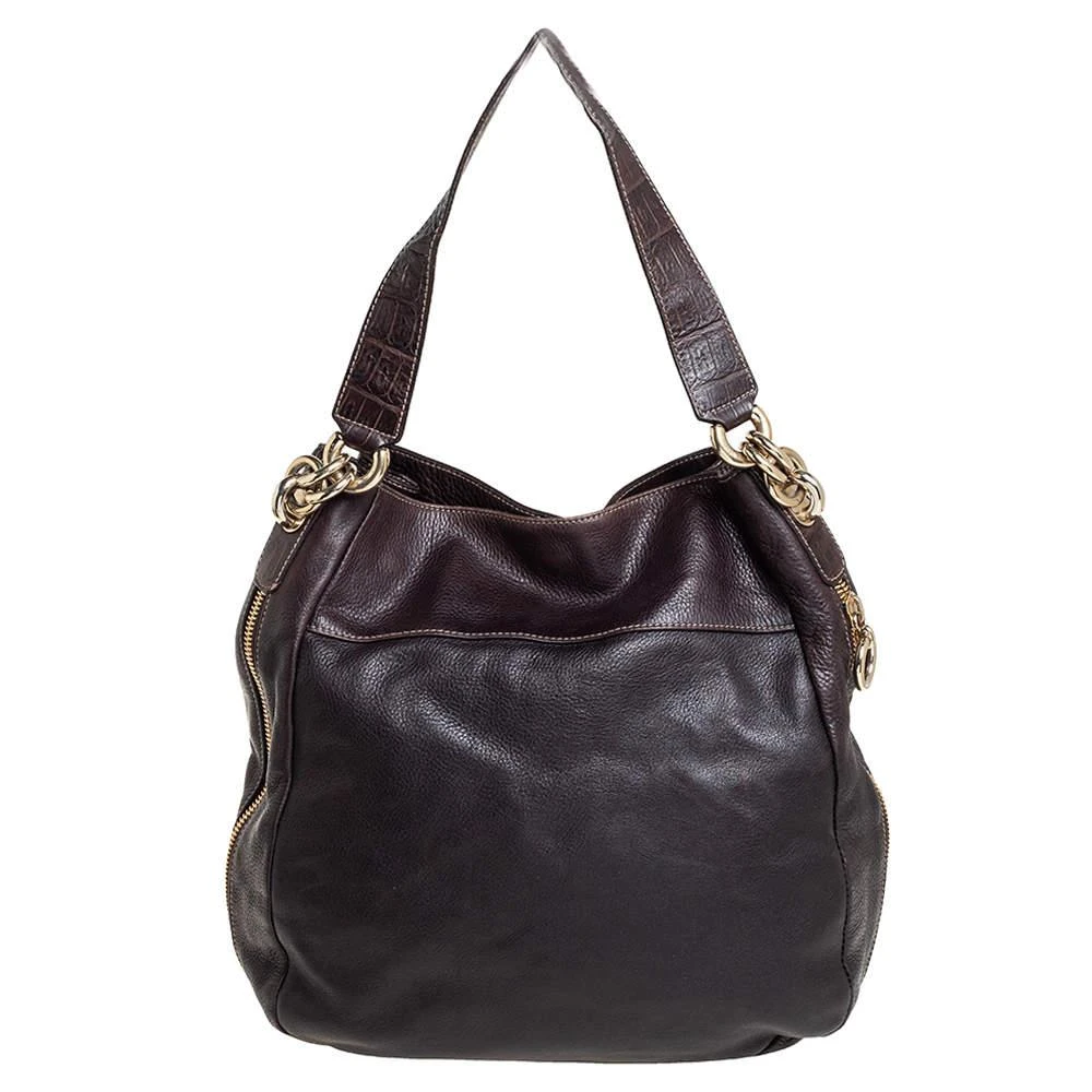 Furla Furla Dark Brown Leather Drawstring Hobo 4
