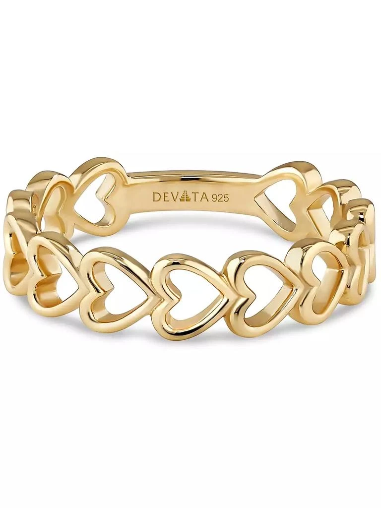 DEVATA Open Heart Ring in Gold Plated Sterling Silver, Size 9