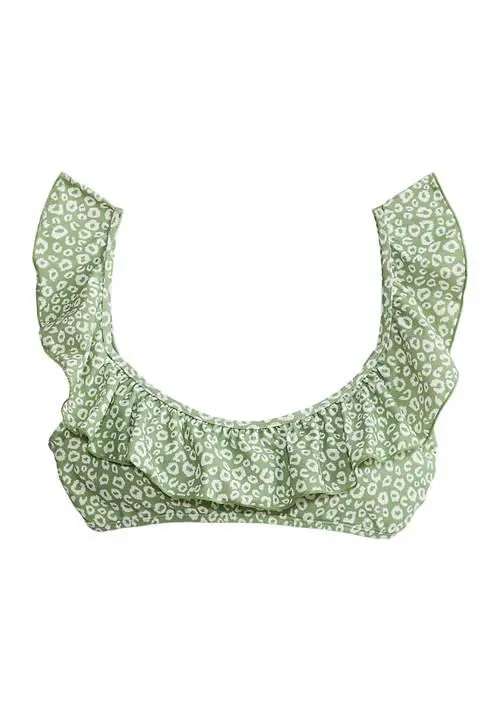 TRUE CRAFT Animal Printed Ruffled Swim Bralette from Belk