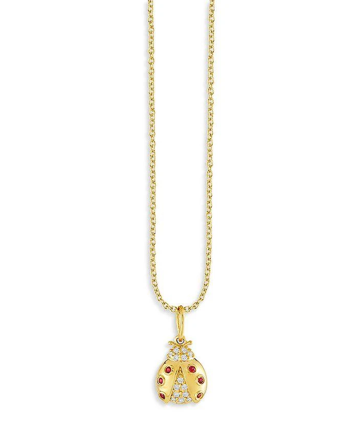 Sydney Evan 14K Yellow Gold Ruby
Diamond Ladybug Pendant Necklace, 18"