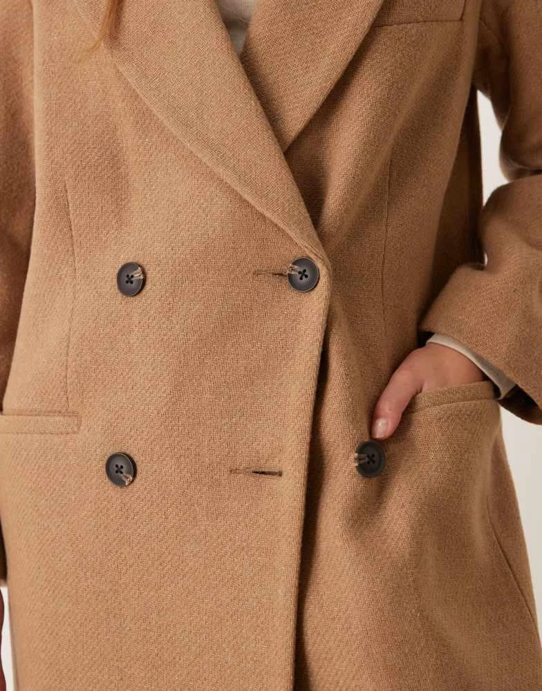 ASOS ASOS DESIGN premium wool dad coat in camel 4