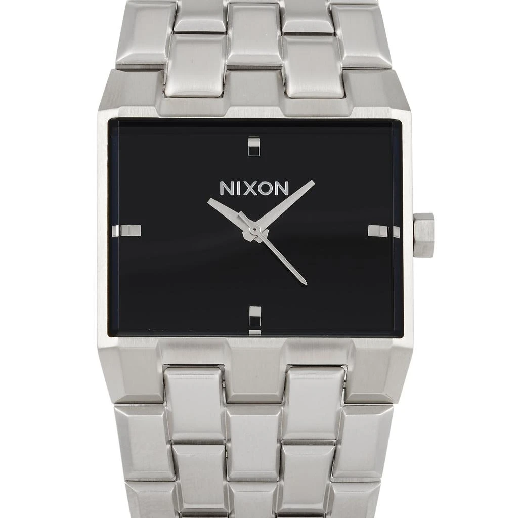 Nixon Ticket II Silver/Black 34mm Stainless Steel Watch A1262-625 1