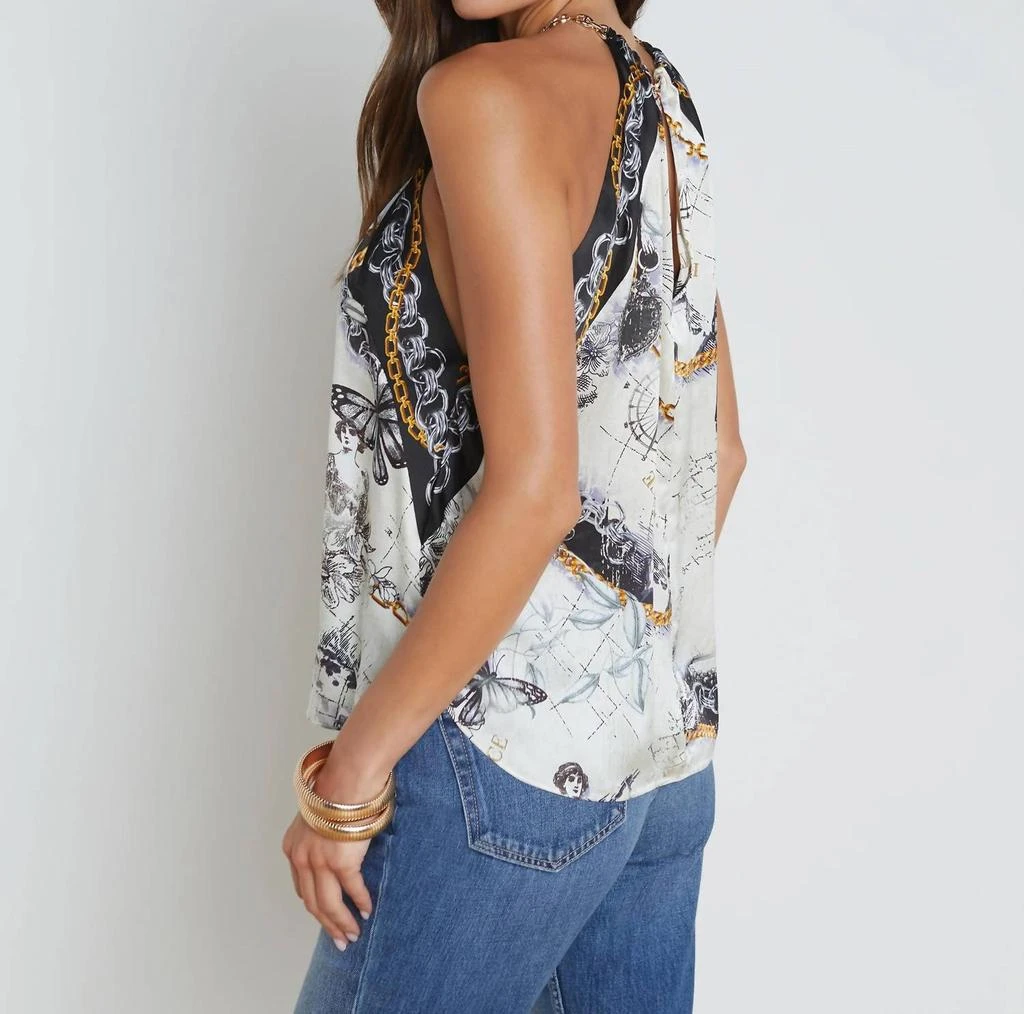 L'Agence Tillie Silk Chain-Neck Top In Ecru Multi Old Map 3