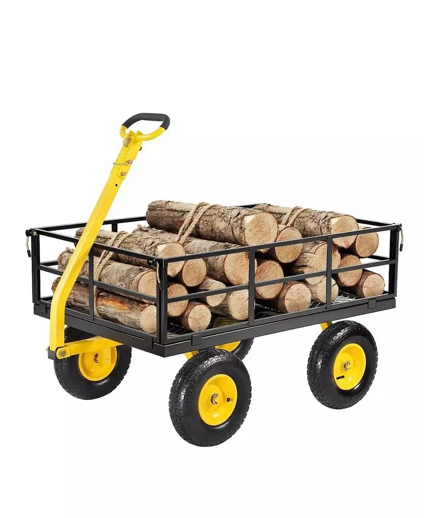 SUGIFT 1200 lb Heavy-Duty Steel Garden Cart with 13" All-Terrain Tires 
Convertible Mesh Sides