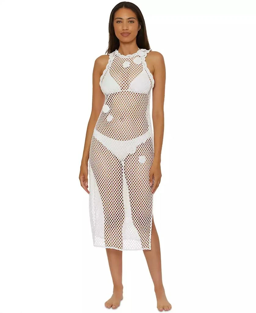 Becca Women's Castaway Island Fishnet Flower-Appliqué Cover-Up Dress 1