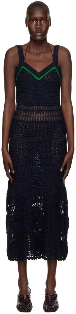 WALES BONNER Navy Djembe Midi Dress 1