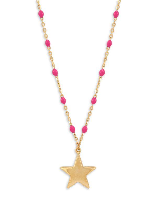 Saks Fifth Avenue 14K Yellow Gold & Pink Enamel Pendant Necklace