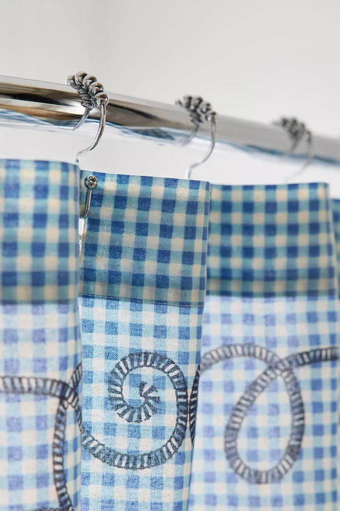 Urban Outfitters Jessie Gingham Floral Patterned Shower Curtain 3