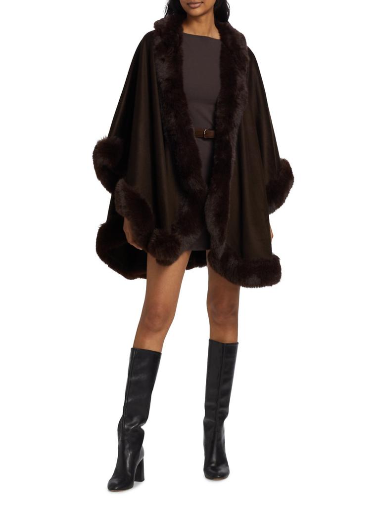 Sofia Cashmere Faux Fur & Cashmere U-Cape
