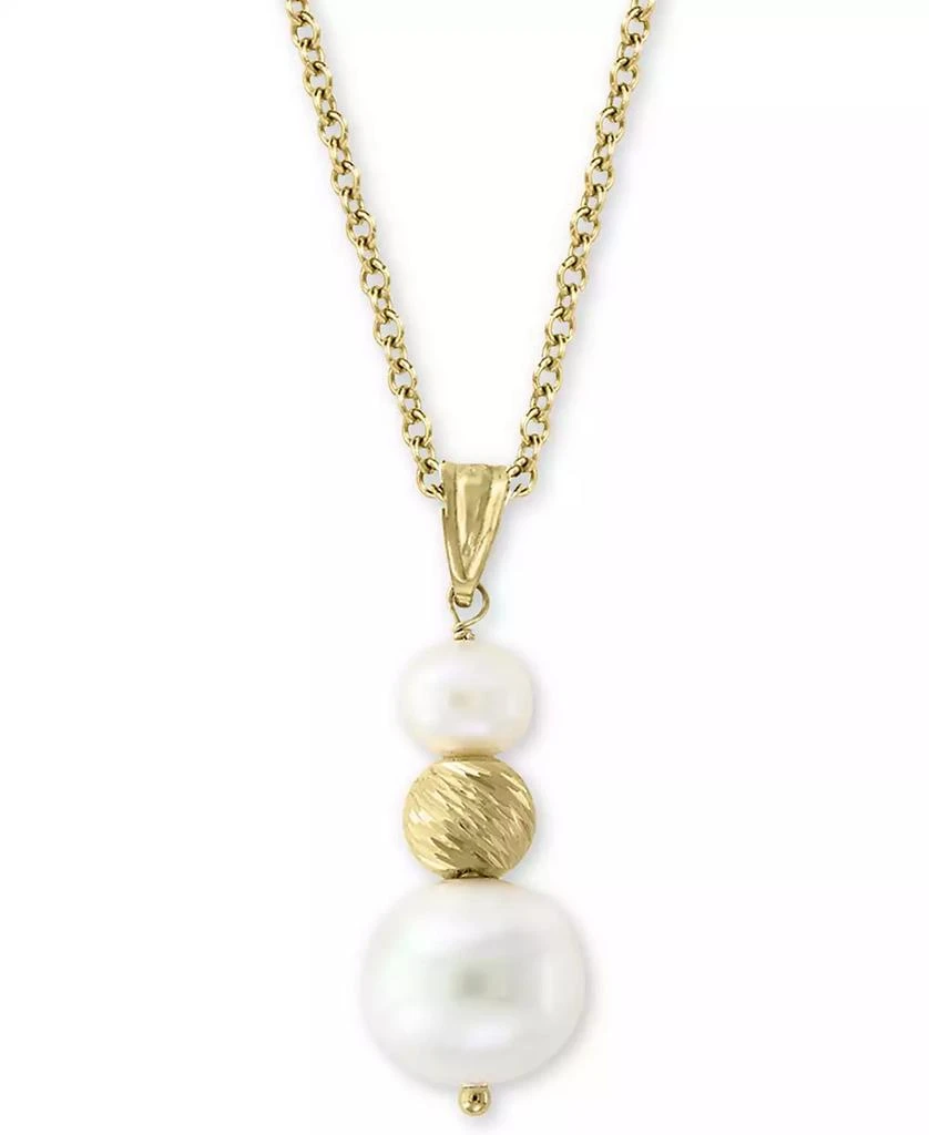 Effy EFFY® Cultured Freshwater Pearl (5-1/2 & 10mm) 18" Pendant Necklace in 14k Gold 1