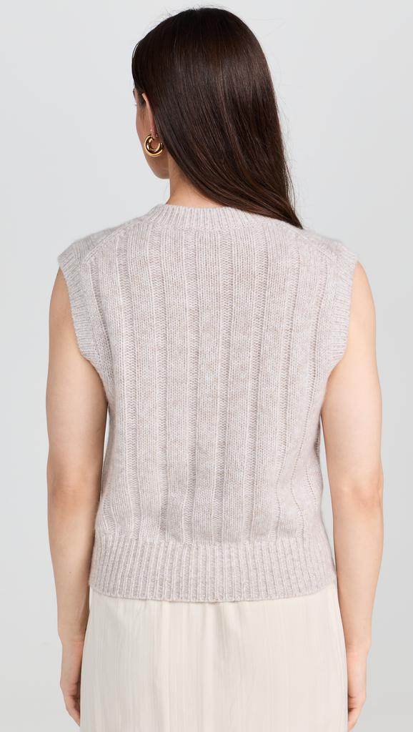 White + Warren Cashmere Marled Wide Rib Shell Sweater