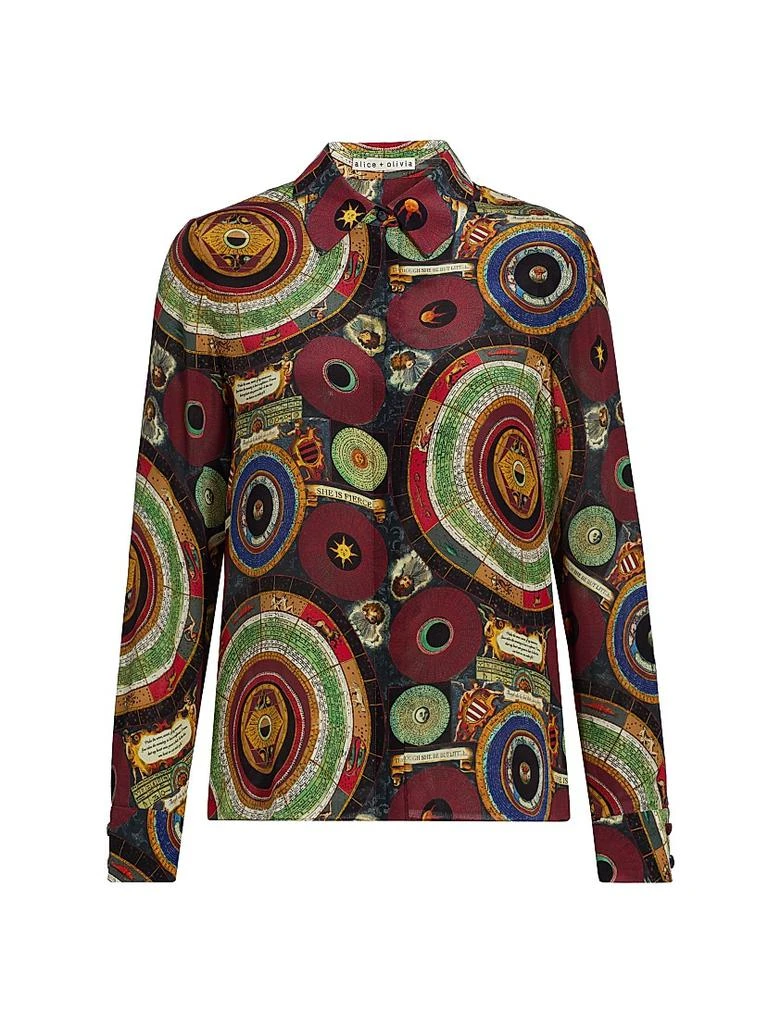 Alice + Olivia Willa Abstract Silk Blouse