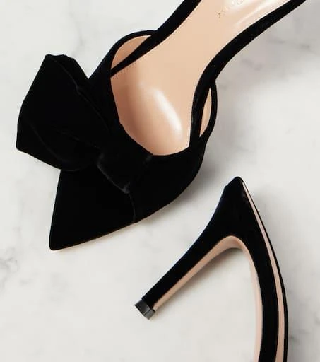 Gianvito Rossi 85 bow-detail velvet mules 5