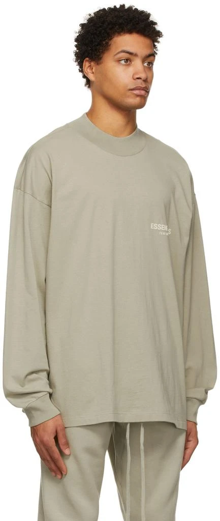 Essentials Green Cotton Jersey Long Sleeve T-Shirt 2