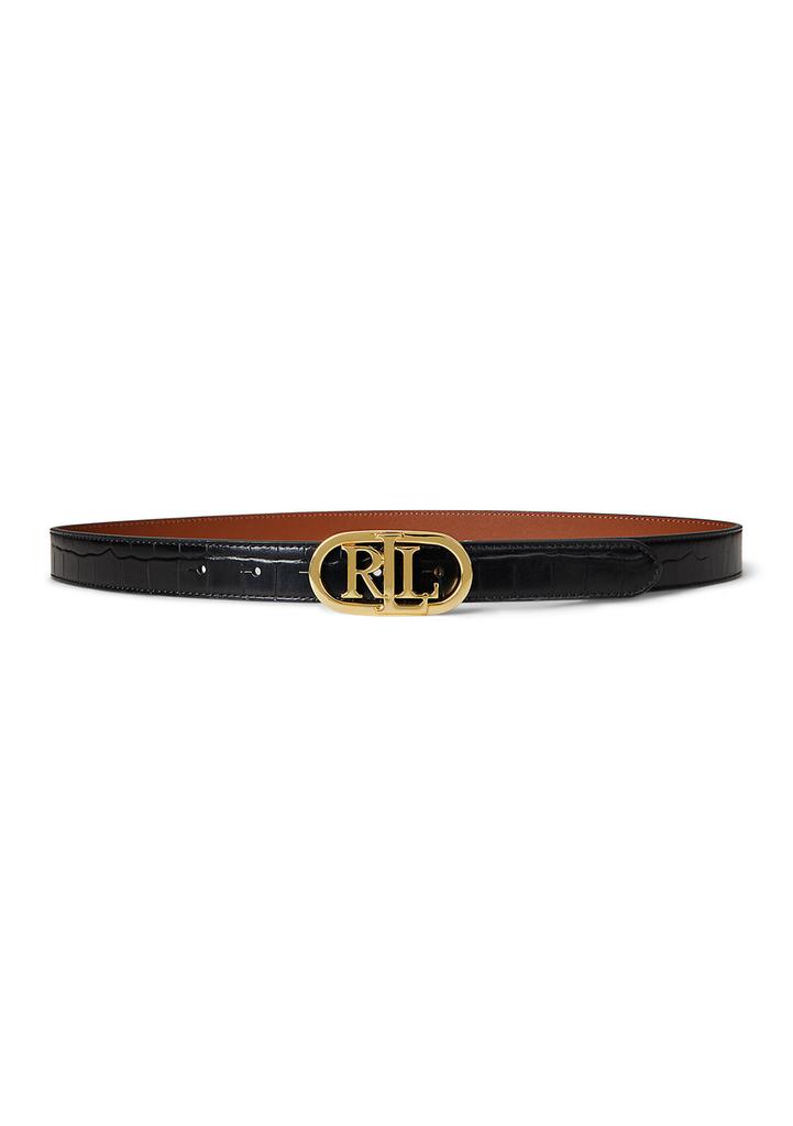 Ralph Lauren Logo Reversible Embossed Skinny Belt