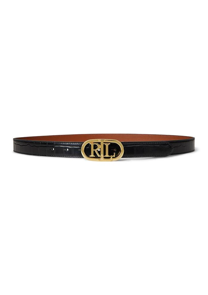 Ralph Lauren Logo Reversible Embossed Skinny Belt 1