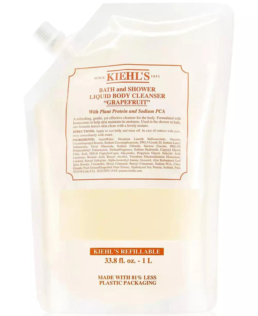 Kiehl's Grapefruit Bath & Shower Liquid Body Cleanser Refill Pouch, 33.8 oz. 1