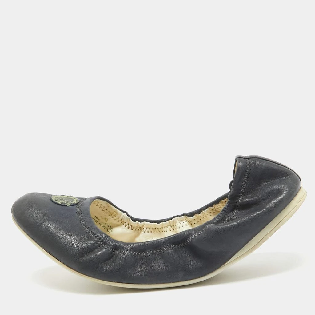 Prada Prada Navy Blue Leather Scrunch Ballet Flats Size 38.5 1