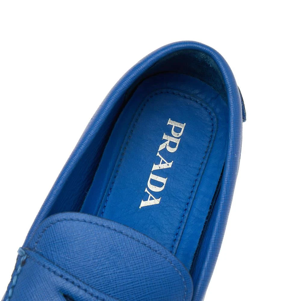 Shop Prada Blue Leather Slip On Loafers Size 41 on Sale at 