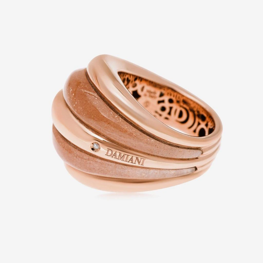 Damiani Damiani Spicchi di Luna 18K Rose Gold, and Diamond Sunstone Dome Ring Sz. 5.75 20077164 2