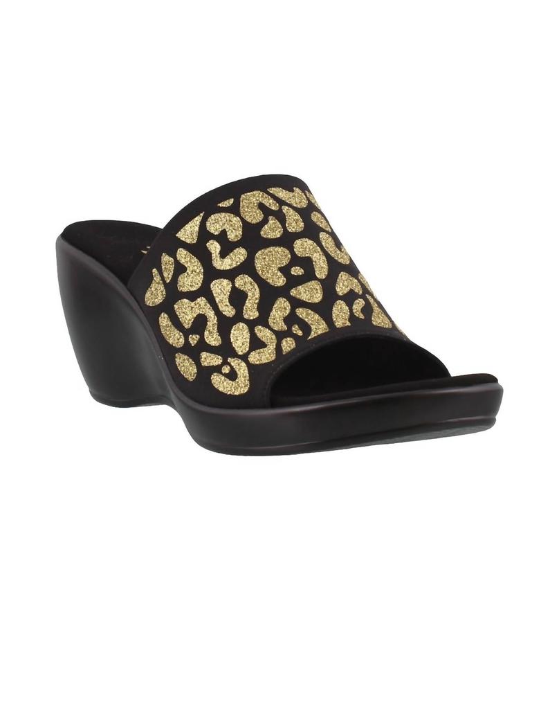 ONEX Dolores Sandal - Medium In Black/gold Leopard