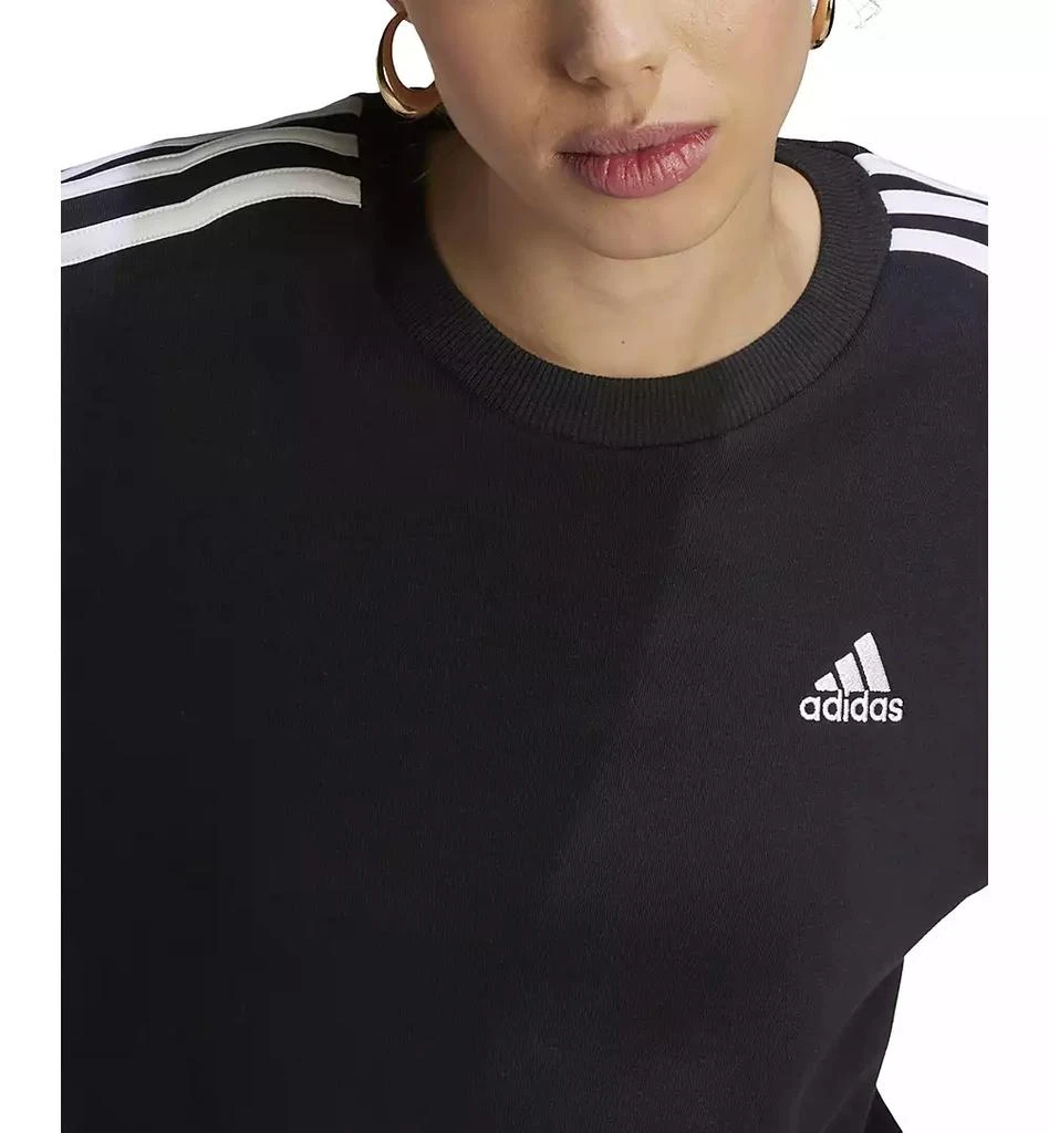 Adidas Women's 3-Stripe Cotton Fleece Crewneck Sweatshirt 4