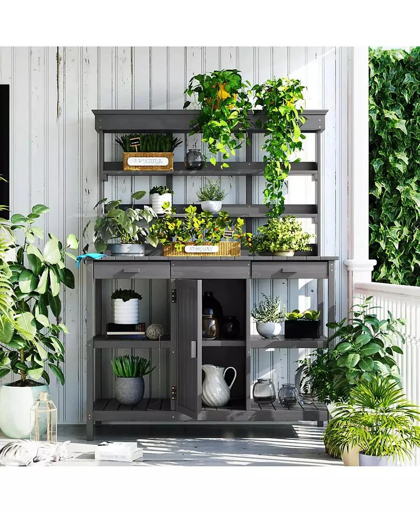 Streamdale Furniture Streamdale 66" Farmhouse Potting Bench with Storage