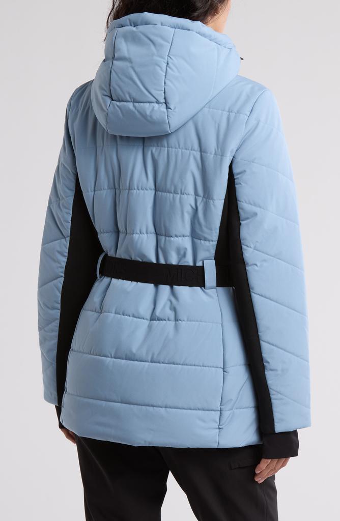 Michael Kors Hooded Belted Chevron Quilted Puffer Jacket