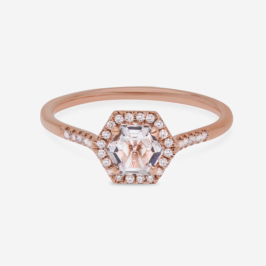 Suzanne Kalan Suzanne Kalan 14K Rose Gold Diamond and White Topaz Ring sz 6.25 PR529-RGWT