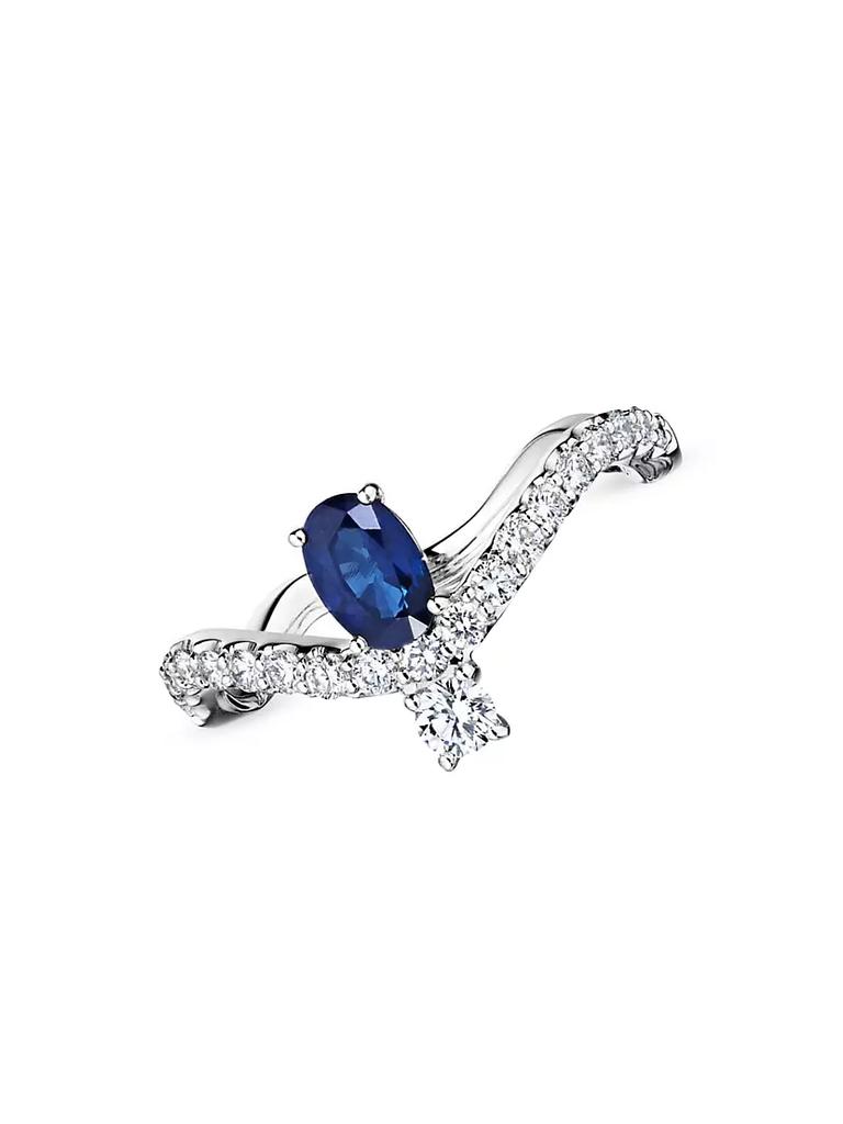 HUEB Mirage 18K White Gold, Diamond & Blue Sapphire Ring
