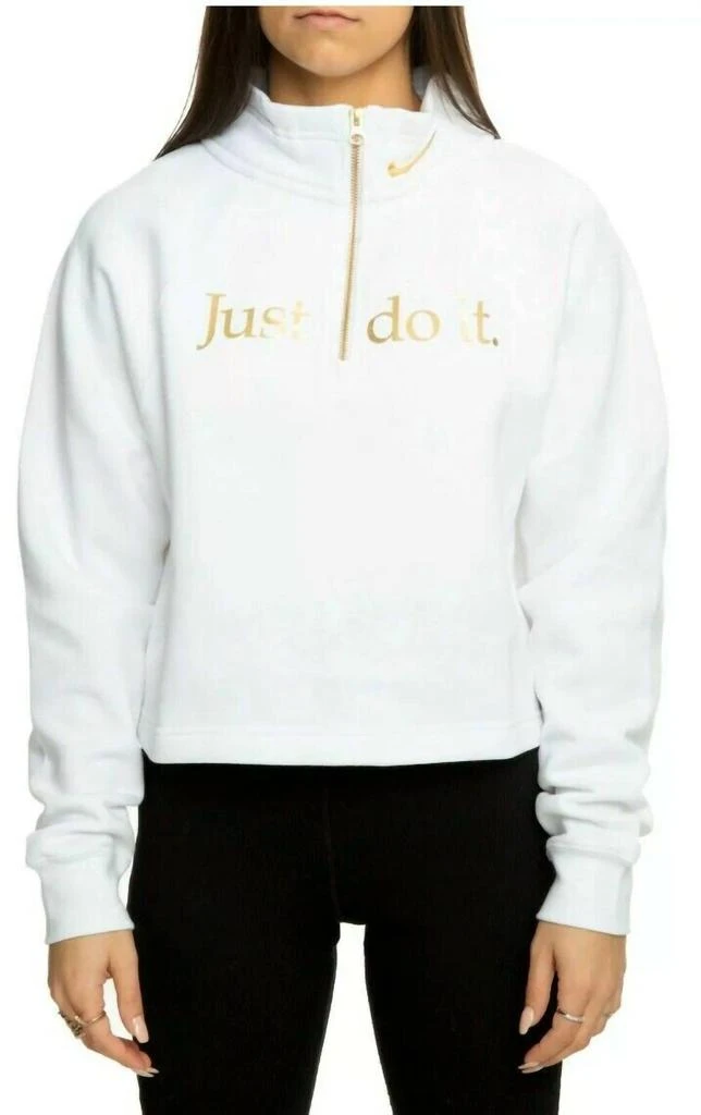NIKE Nike - Shine Quarter Zip Crop Pullover Funnel Neck Sweatshirt 1