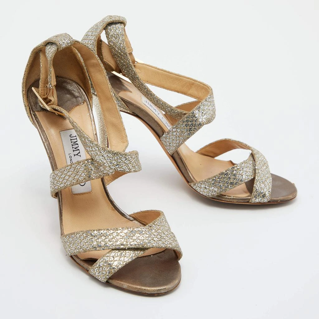 Jimmy Choo Jimmy Choo Gold Glitter Louise Strappy Sandals Size 38 4