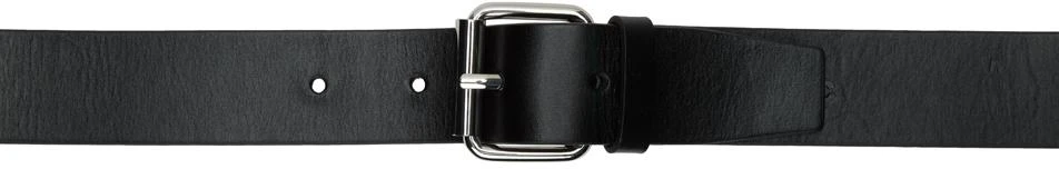 032c Black Double Buckle Leather Belt 1