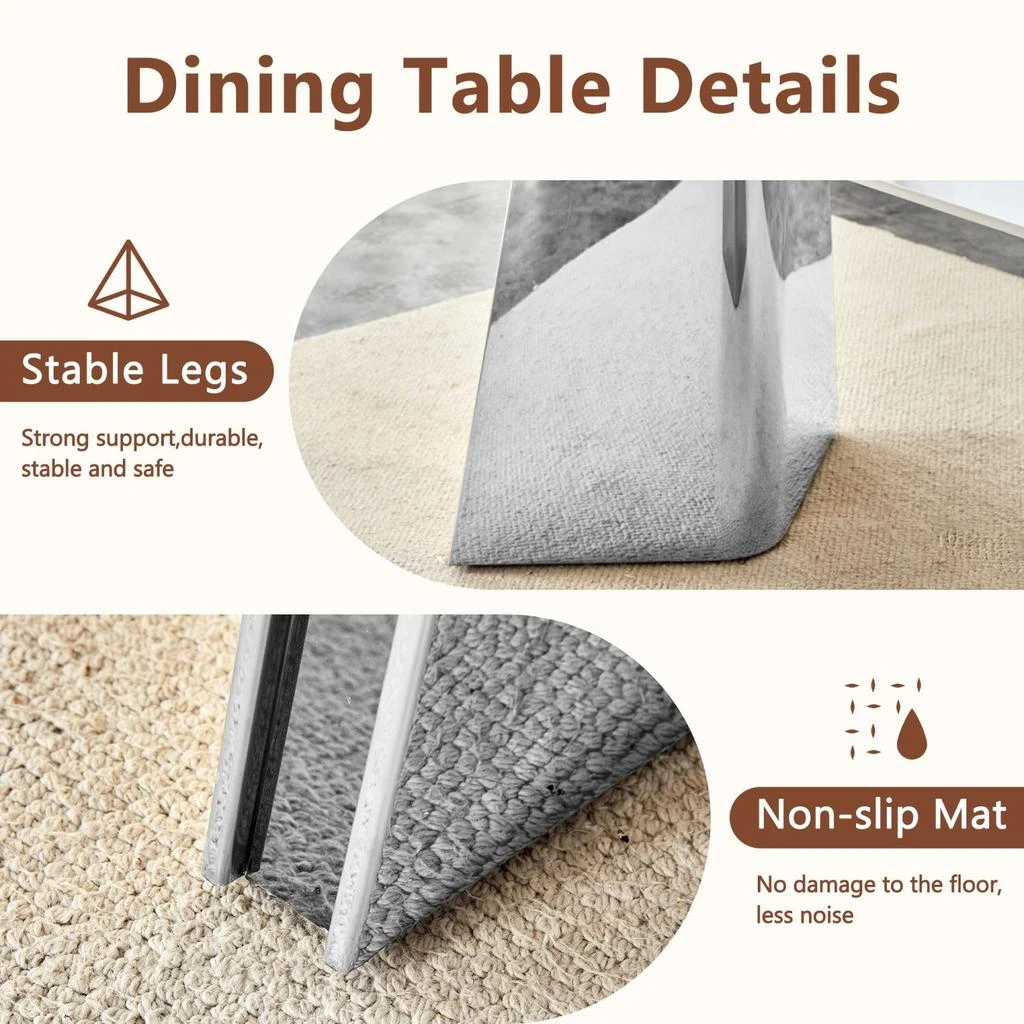 Streamdale Furniture Streamdale Snow Mountain Table 
4 Black PU Chairs 3