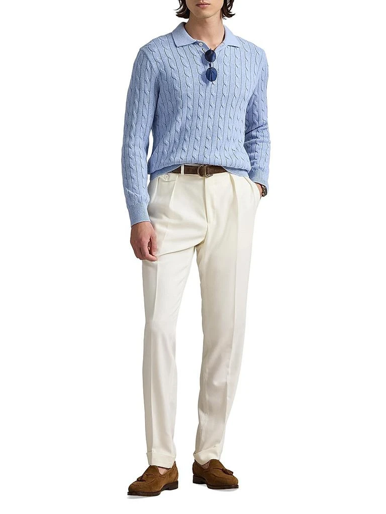 Ralph Lauren Cable-Knit Cotton Polo-Collar Sweater 2