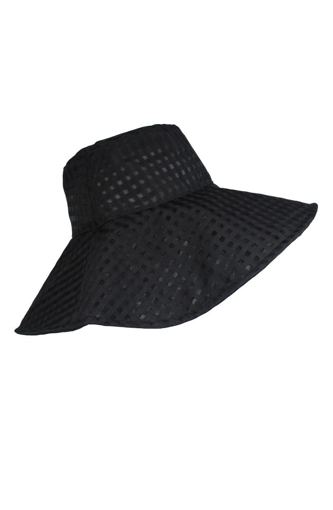 Laundry by Shelli Segal Sheer Gingham Wide Brim Hat