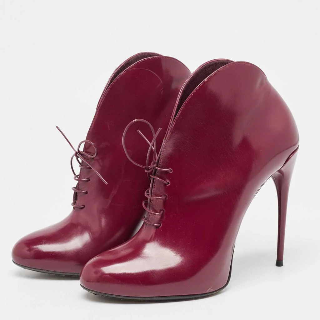 Gucci Gucci Plum Leather Kim Lace Up Ankle Booties Size 39.5 2